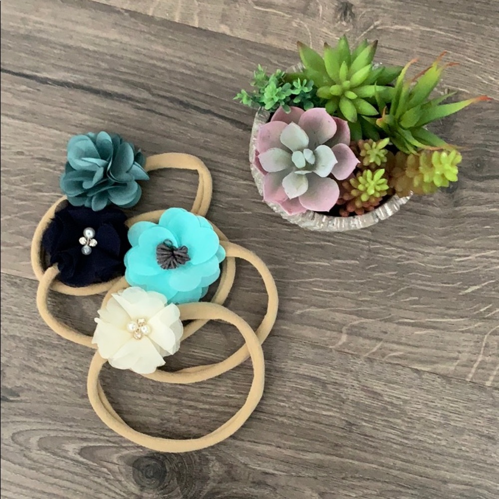 💙 Blue Floral Headband Bundle of 4